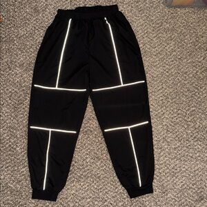 SHEIN Black Parachute Reflective Pants